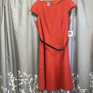 Anne Klein Burnt Orange Sheath Dress with Cap Sleeves / Women’s 14 NWT